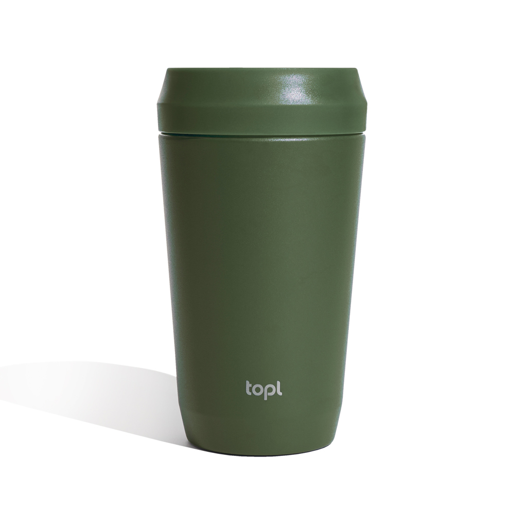Taza Topl To Go de acero reciclado con tapa patentada 360