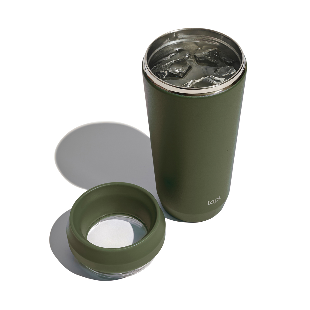 Taza Topl To Go de acero reciclado con tapa patentada 360