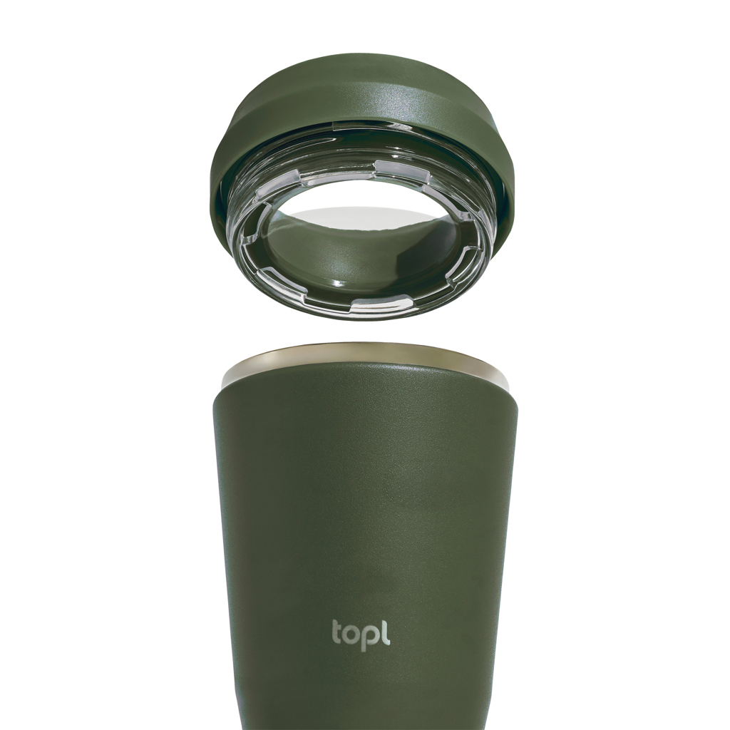 Taza Topl To Go de acero reciclado con tapa patentada 360