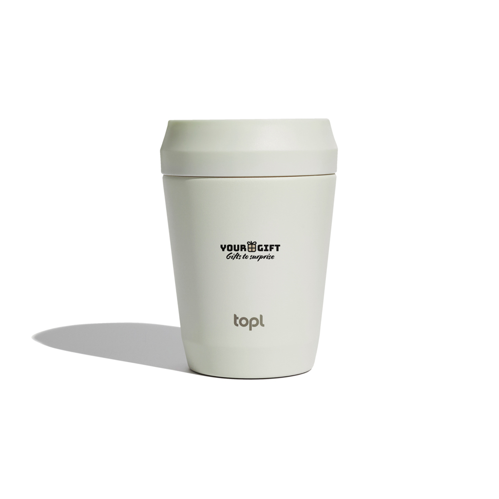 Taza Topl To Go de acero reciclado con tapa patentada 360