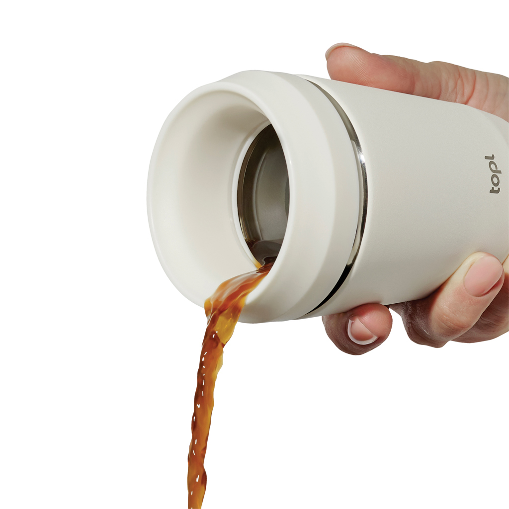 Taza Topl To Go de acero reciclado con tapa patentada 360