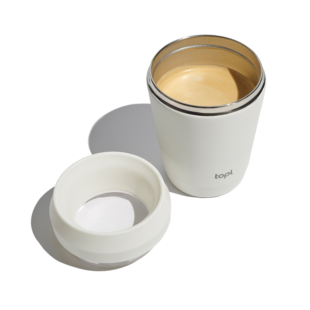 Taza Topl To Go de acero reciclado con tapa patentada 360