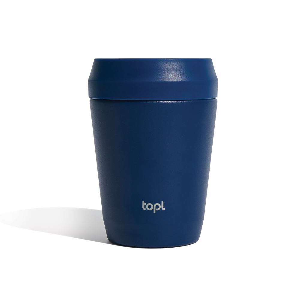 Taza Topl To Go de acero reciclado con tapa patentada 360