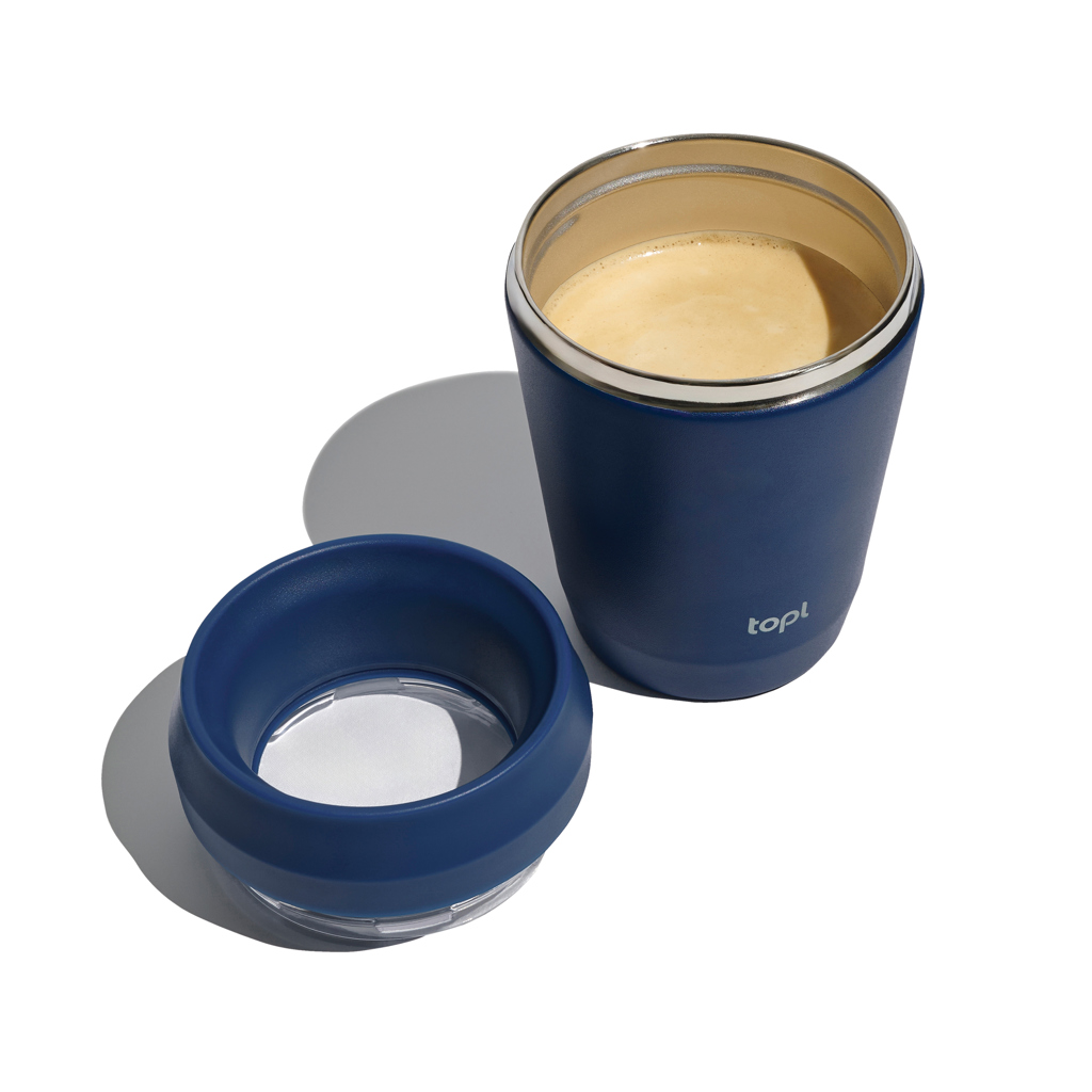 Taza Topl To Go de acero reciclado con tapa patentada 360