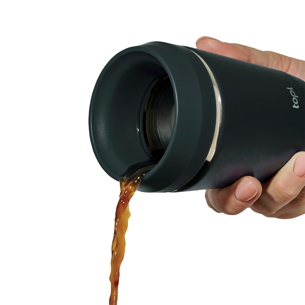 Taza Topl To Go de acero reciclado con tapa patentada 360