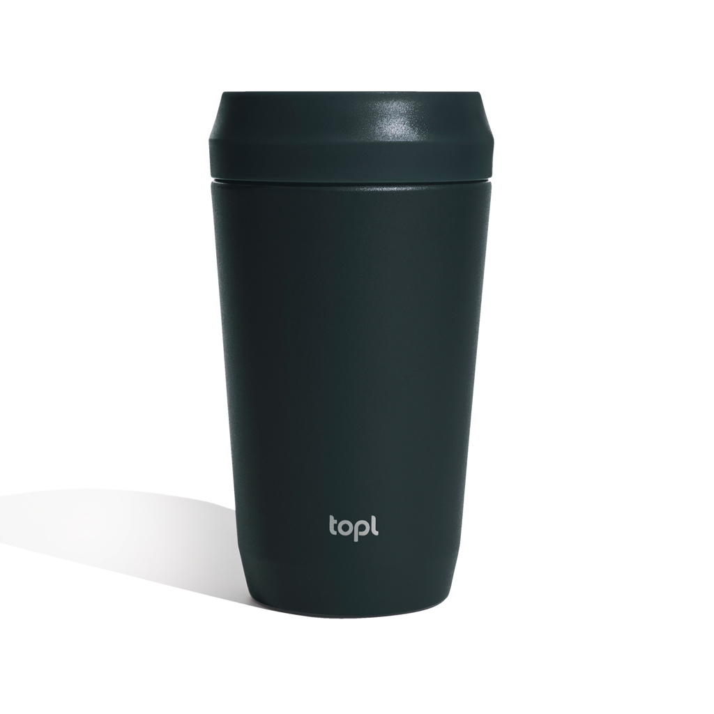 Taza Topl To Go de acero reciclado con tapa patentada 360