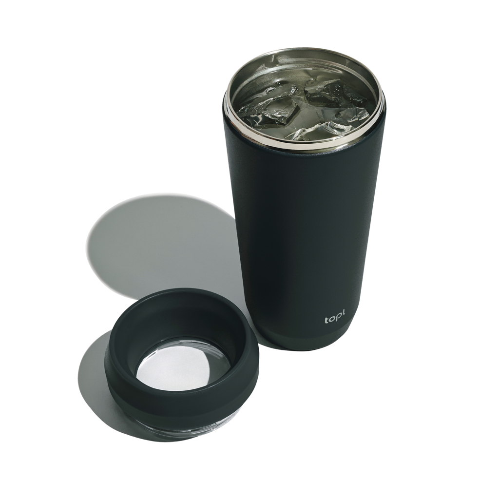 Taza Topl To Go de acero reciclado con tapa patentada 360