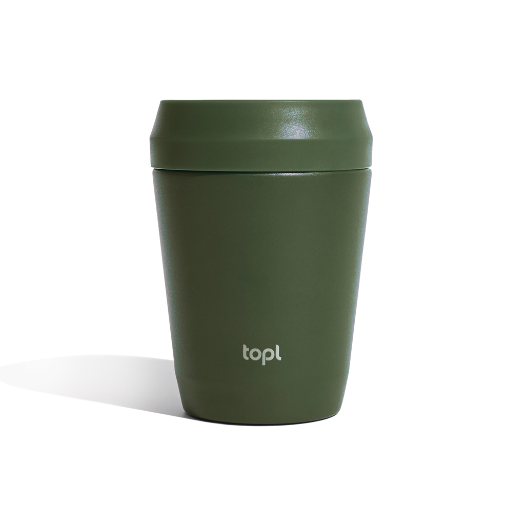 Taza Topl To Go de acero reciclado con tapa patentada 360