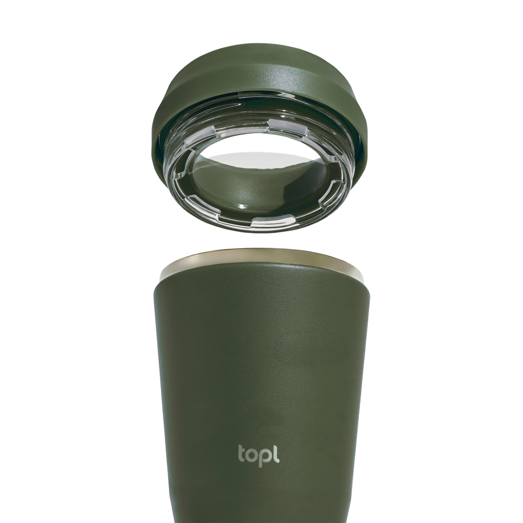Taza Topl To Go de acero reciclado con tapa patentada 360