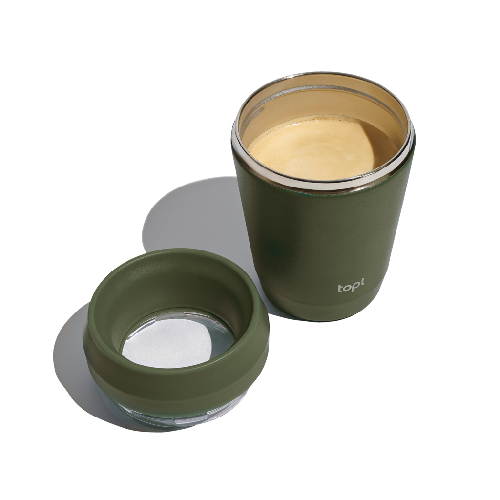 Taza Topl To Go de acero reciclado con tapa patentada 360