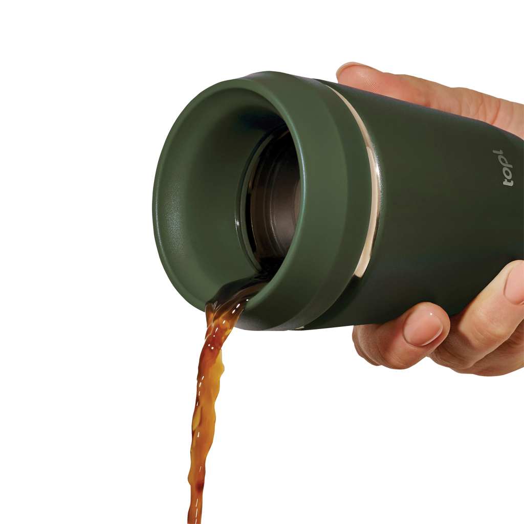Taza Topl To Go de acero reciclado con tapa patentada 360