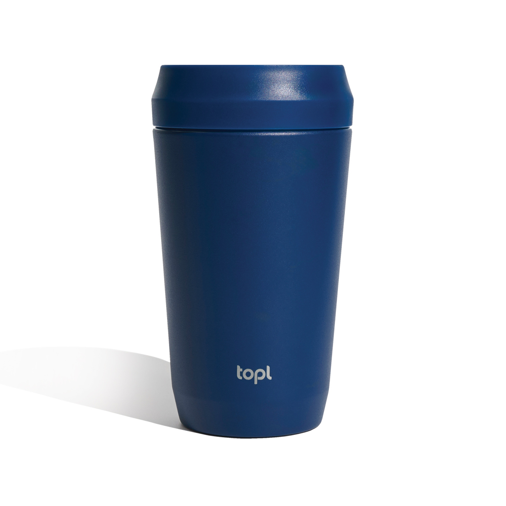 Taza Topl To Go de acero reciclado con tapa patentada 360