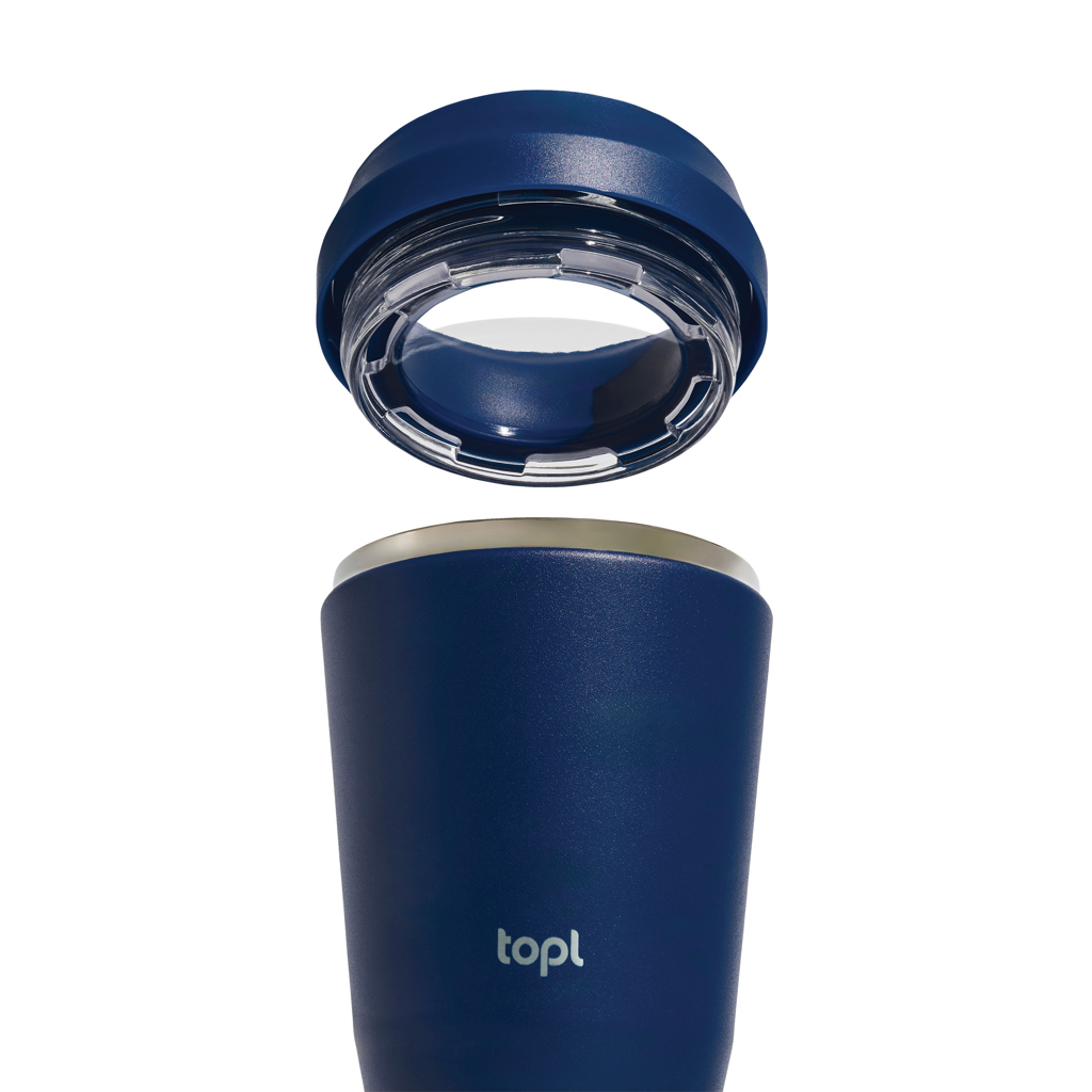Taza Topl To Go de acero reciclado con tapa patentada 360