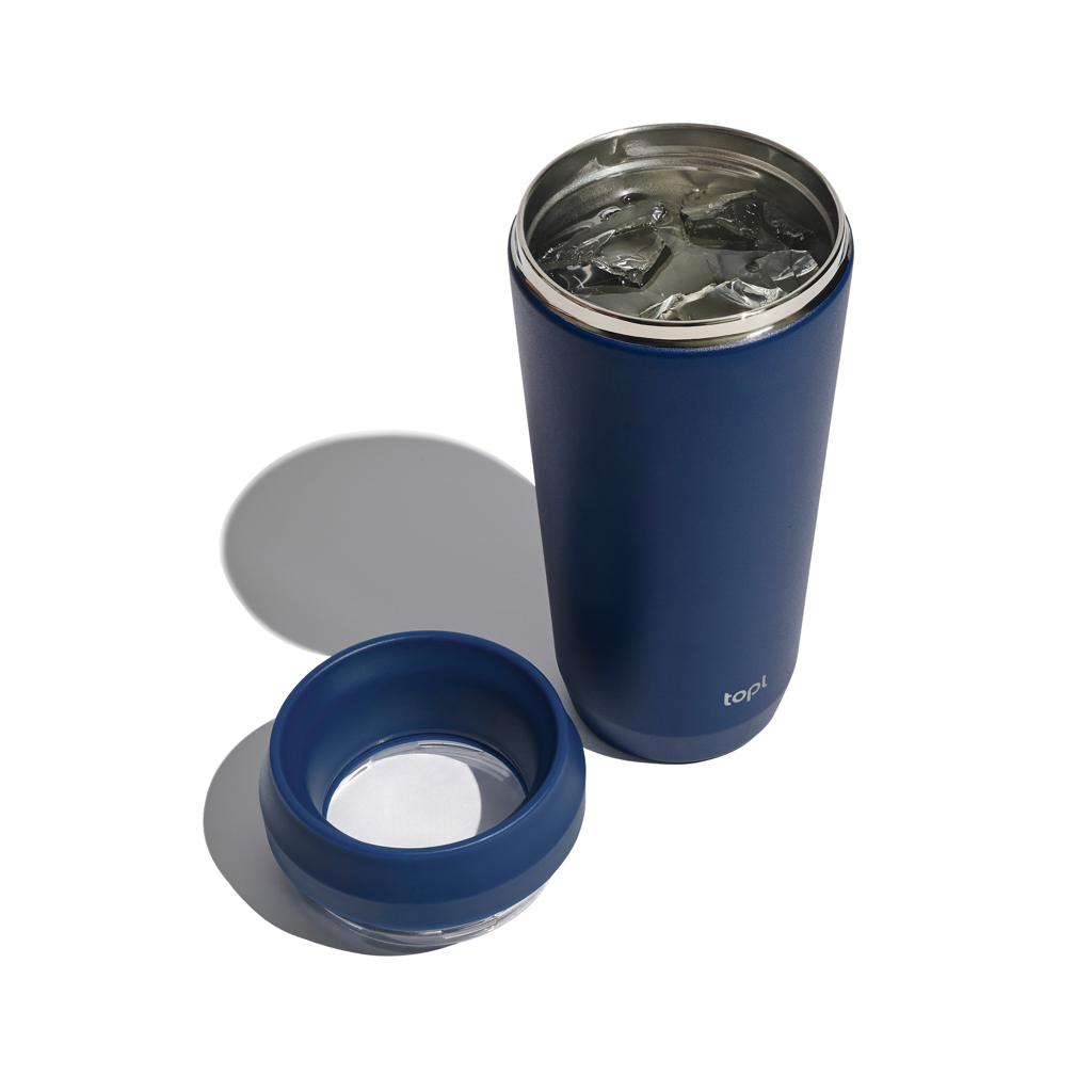 Taza Topl To Go de acero reciclado con tapa patentada 360