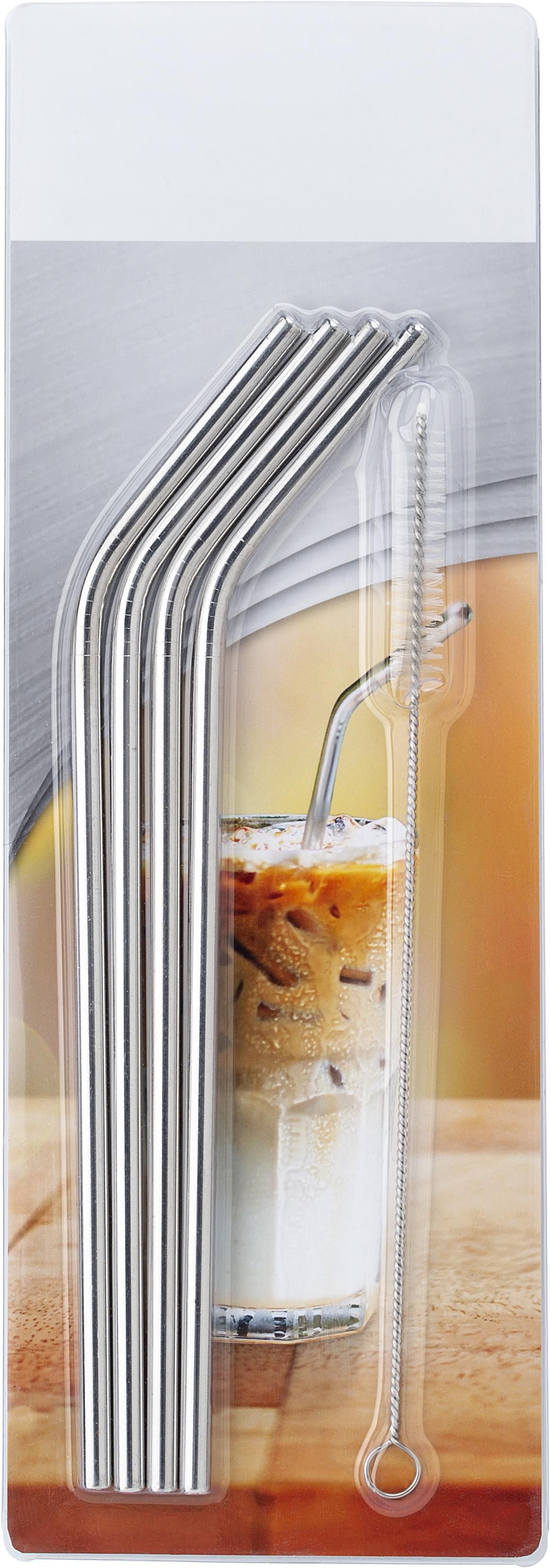 Set de 4 pajitas de acero inox. Rudy