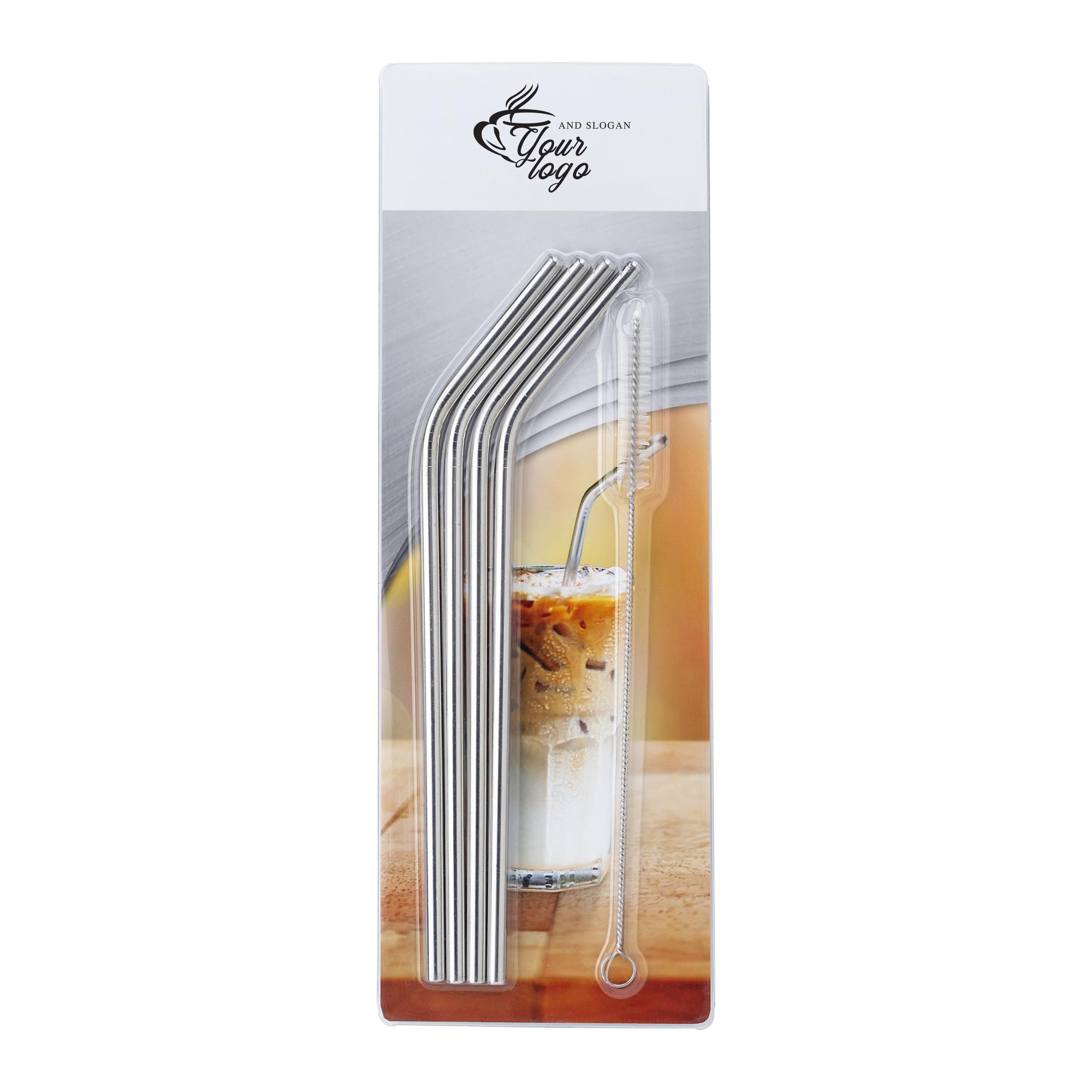 Set de 4 pajitas de acero inox. Rudy