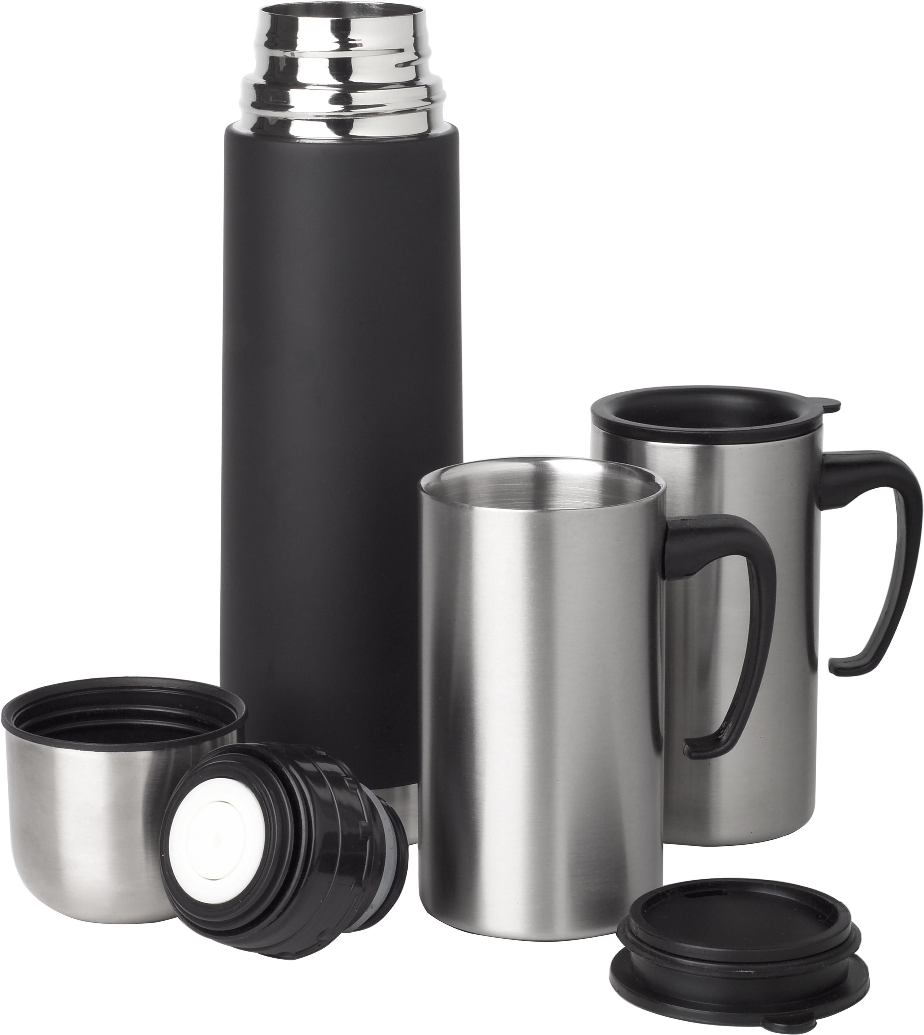 Set de termo y 2 tazas de acero inox Frieda