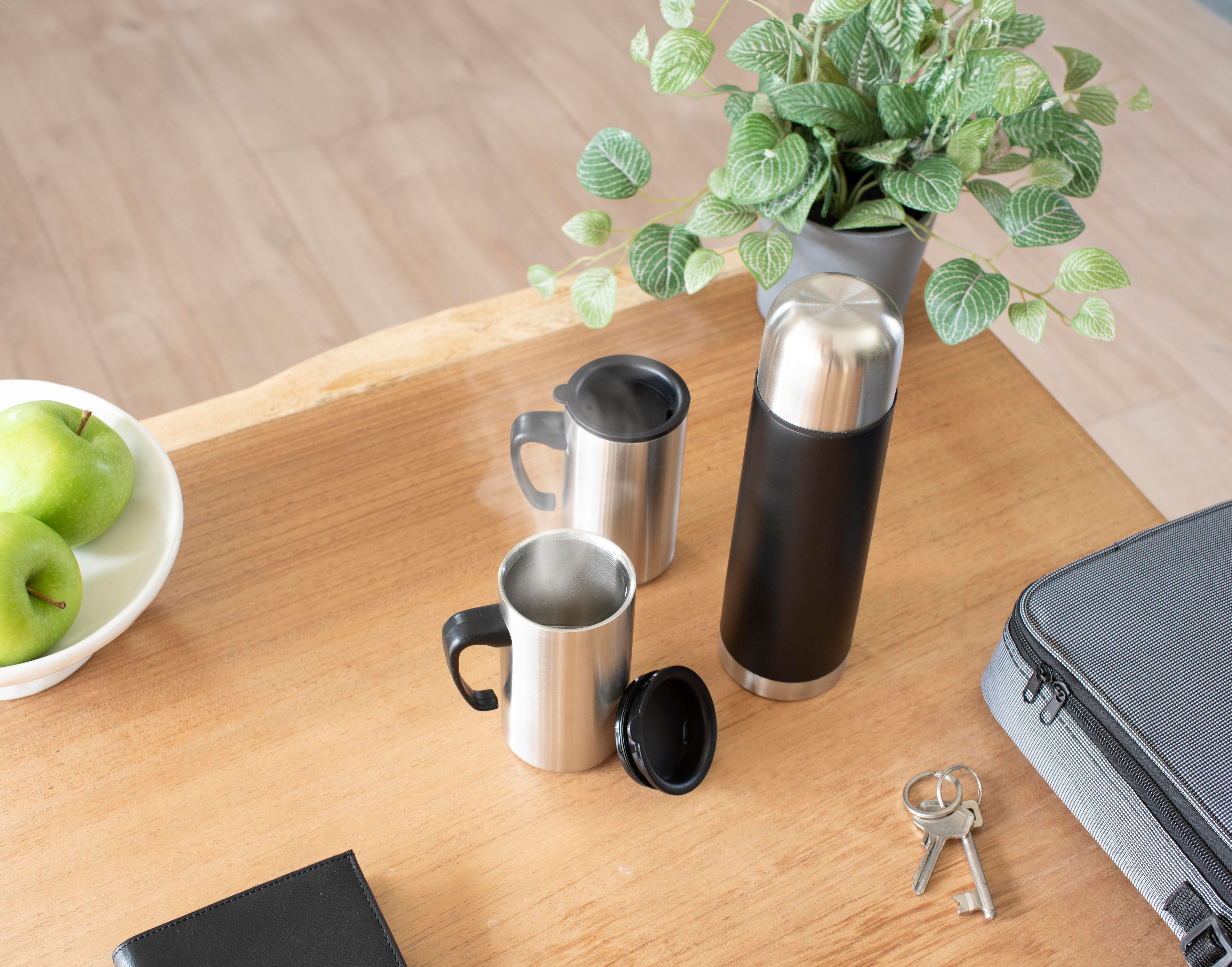 Set de termo y 2 tazas de acero inox Frieda
