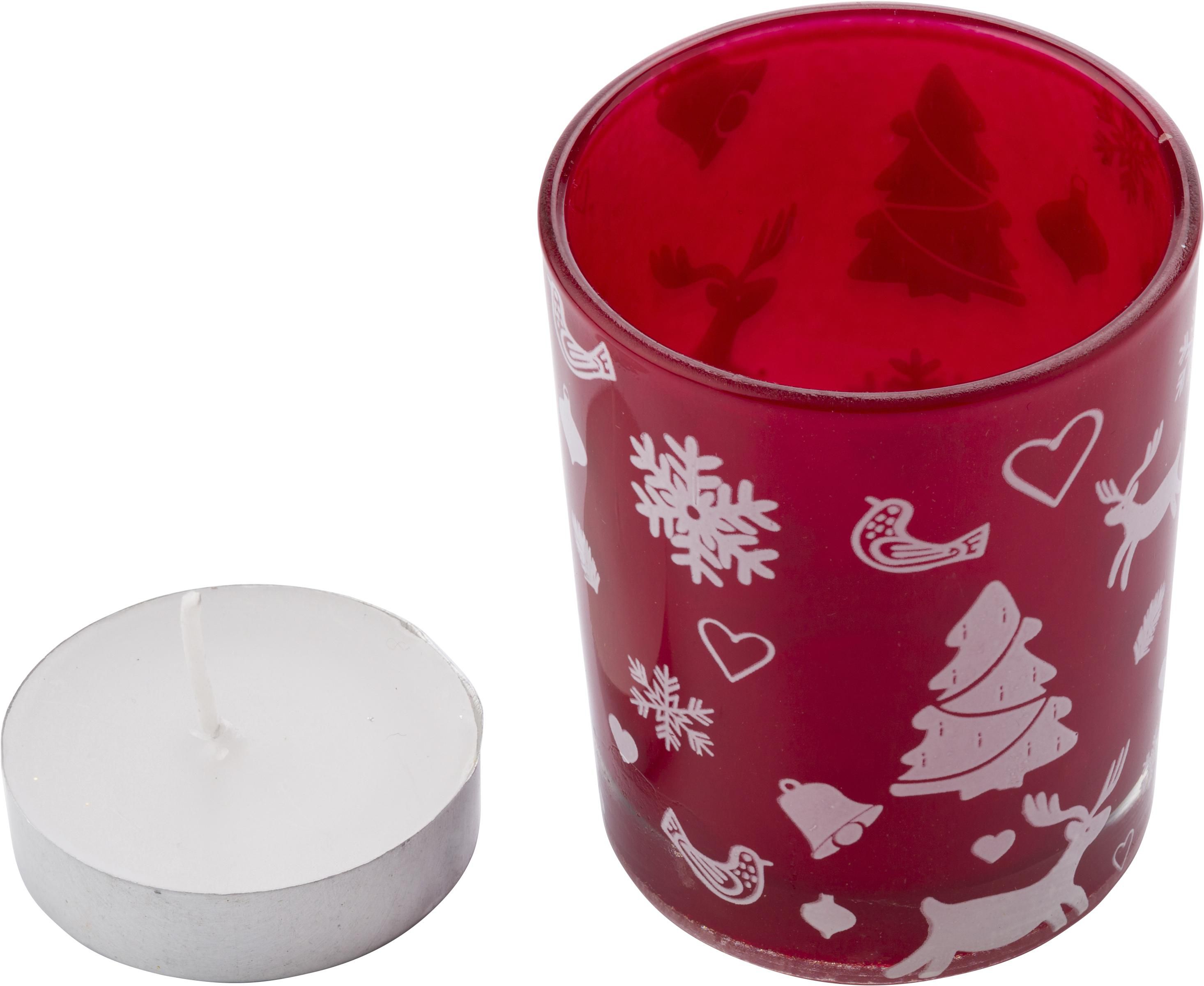 Vaso de cristal con vela y decorado navideño. Kirsten