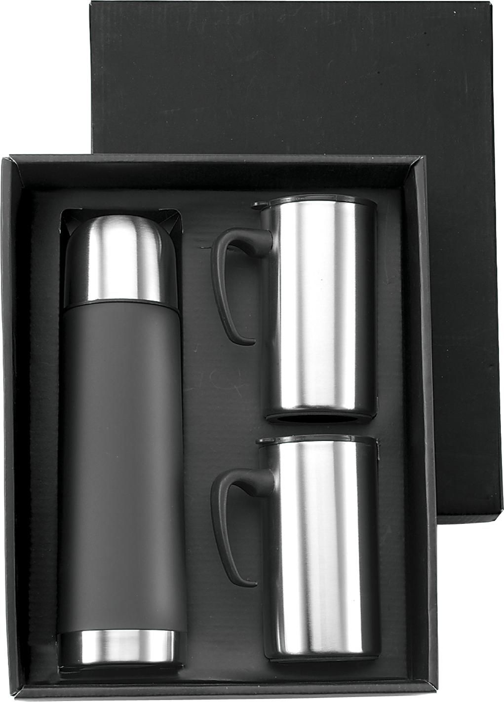 Set de termo y 2 tazas de acero inox Luca