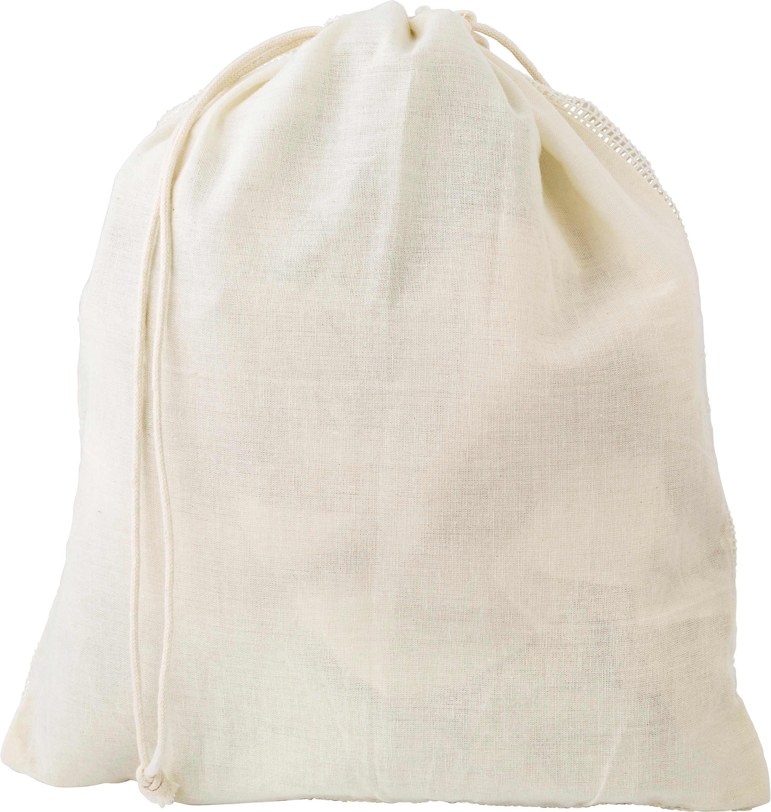 Bolsa 100% algodón orgánico con rejilla en un lateral. Freddy