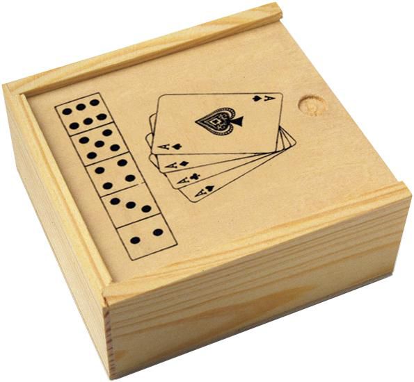 Caja de madera con naipes y dados Myriam