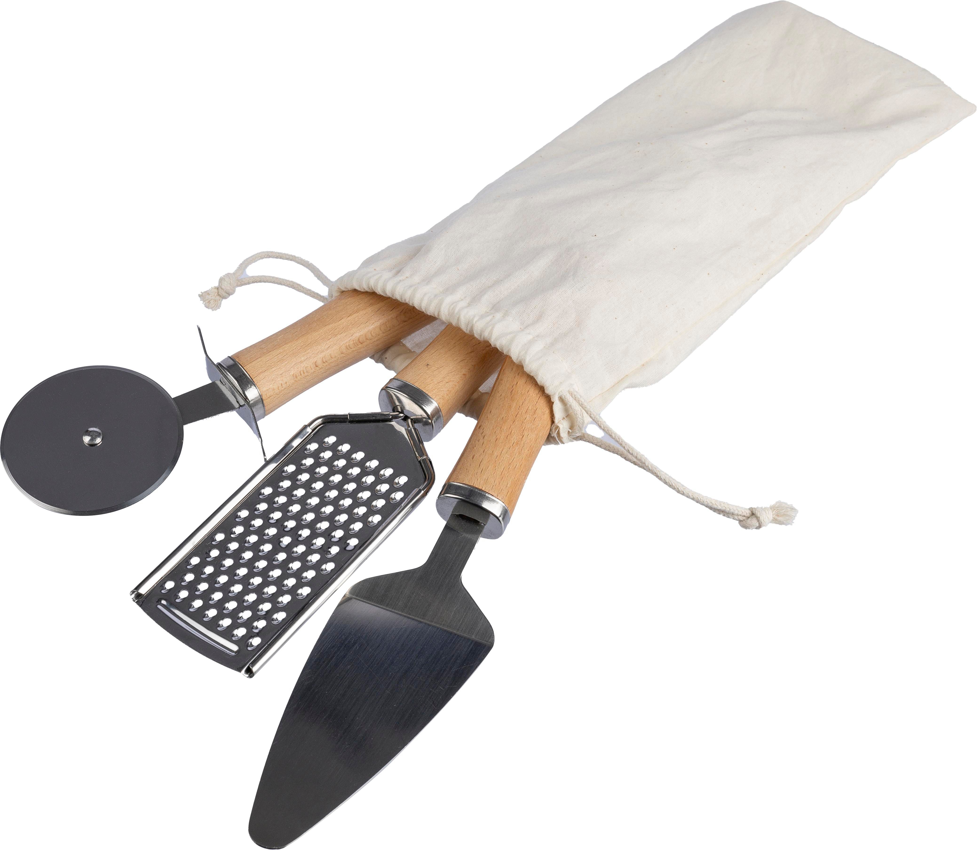 Set de utensilios de cocina de metal y madera Sylvan