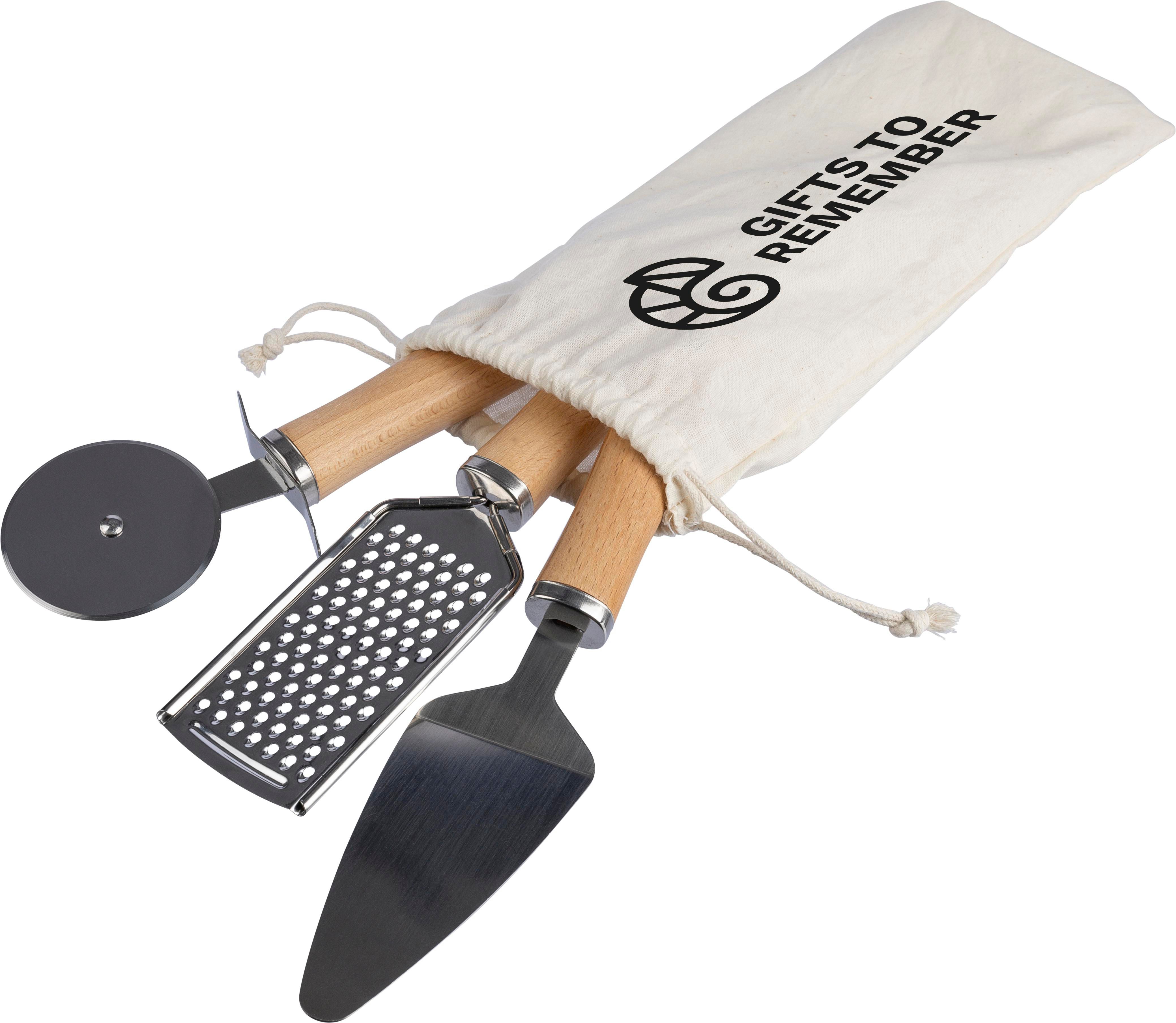 Set de utensilios de cocina de metal y madera Sylvan