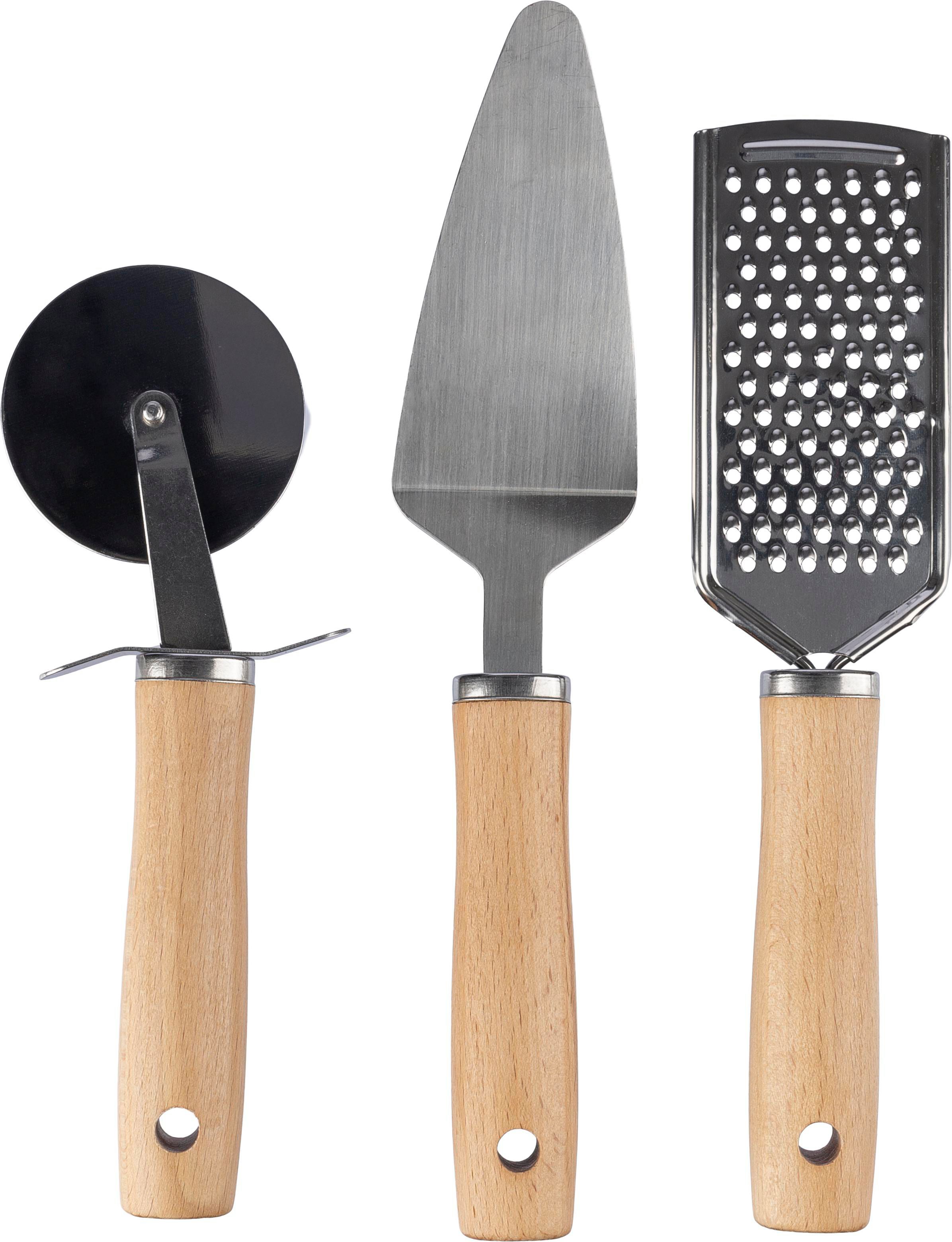 Set de utensilios de cocina de metal y madera Sylvan