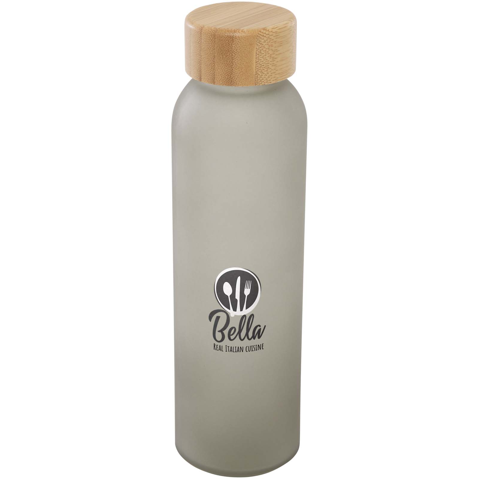 Botella de 500 ml de vidrio sodocálcico mate con tapa de bambú  Lume