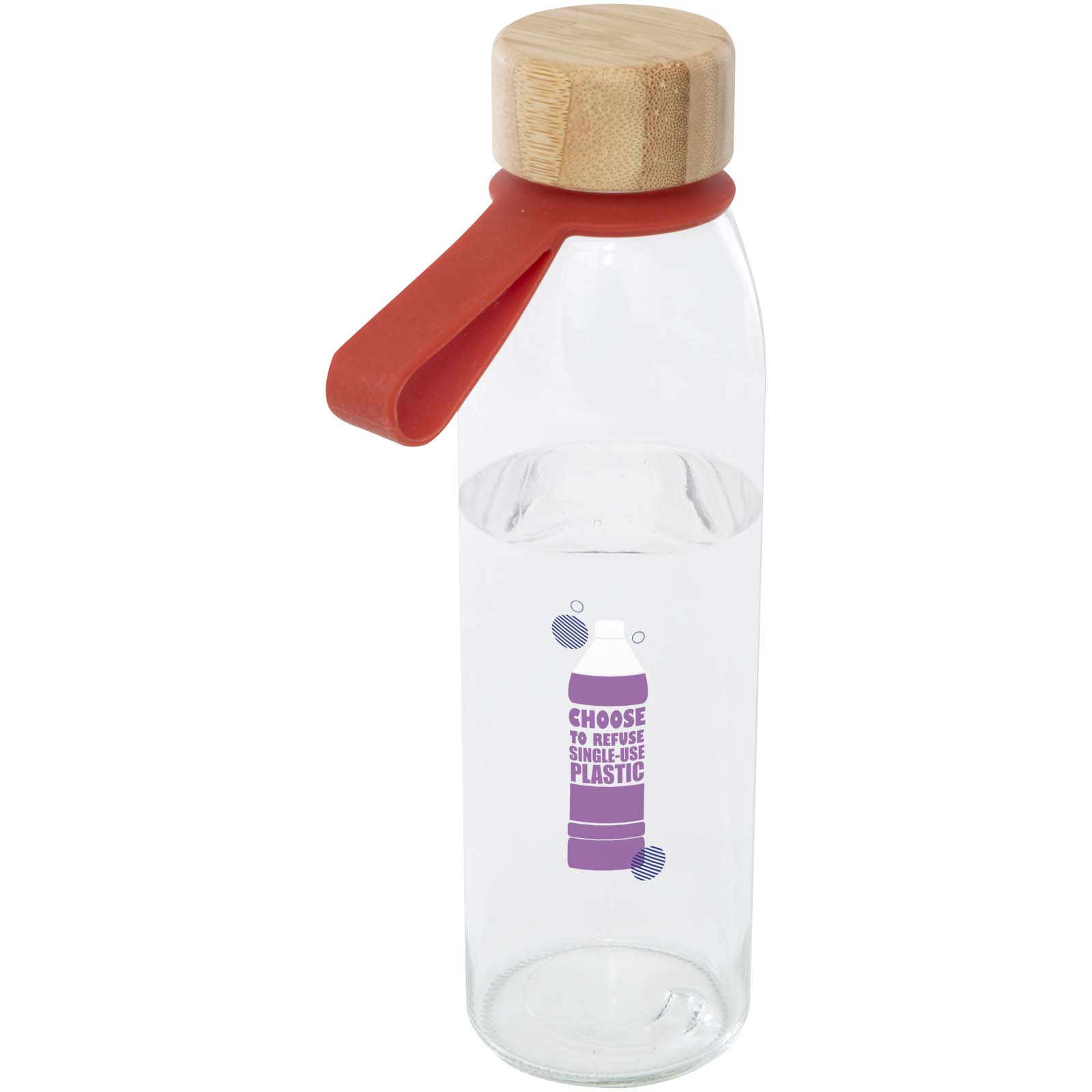 Botella de cristal de 500 ml con asa de silicona y tapa de bambú Porto