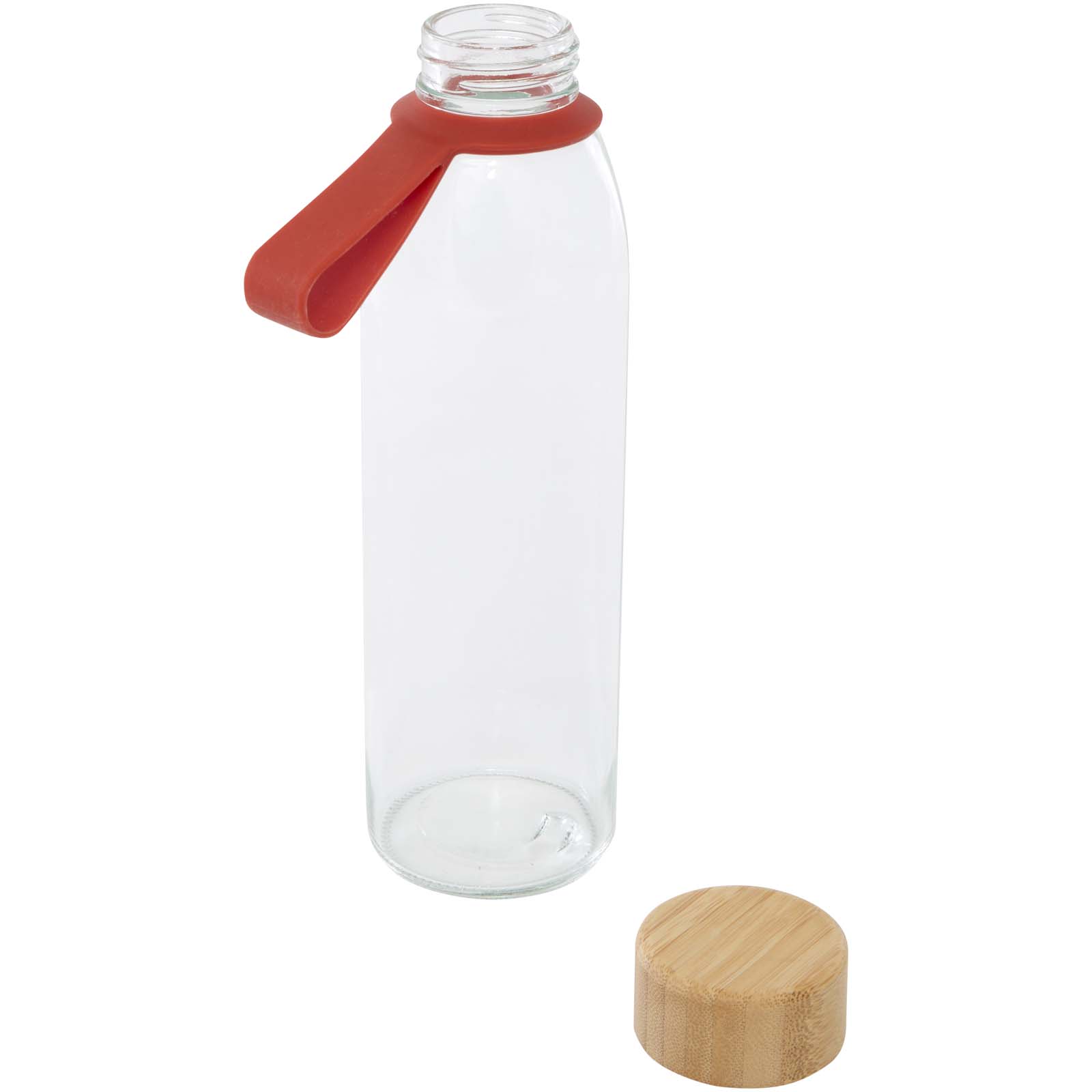 Botella de cristal de 500 ml con asa de silicona y tapa de bambú Porto