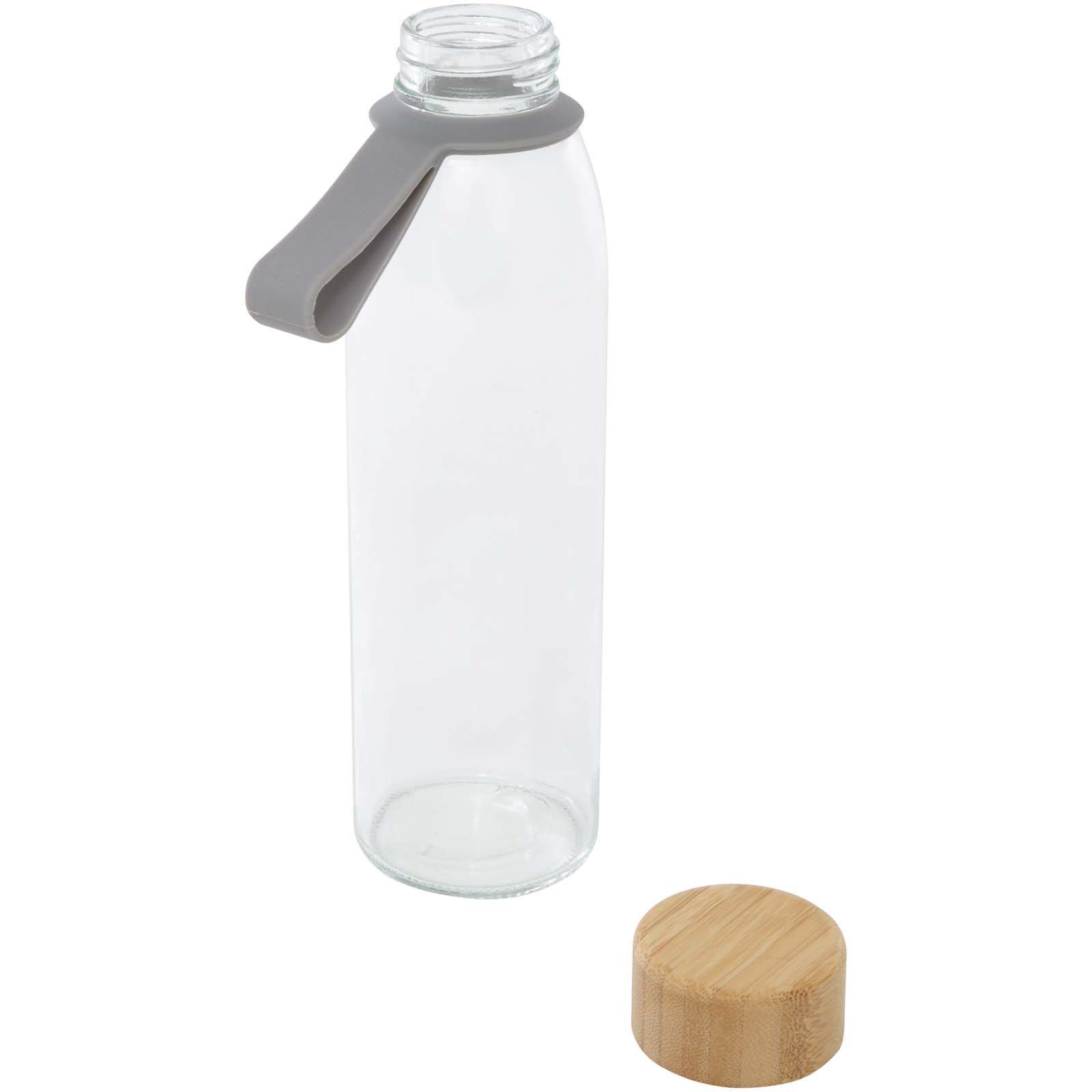 Botella de cristal de 500 ml con asa de silicona y tapa de bambú Porto