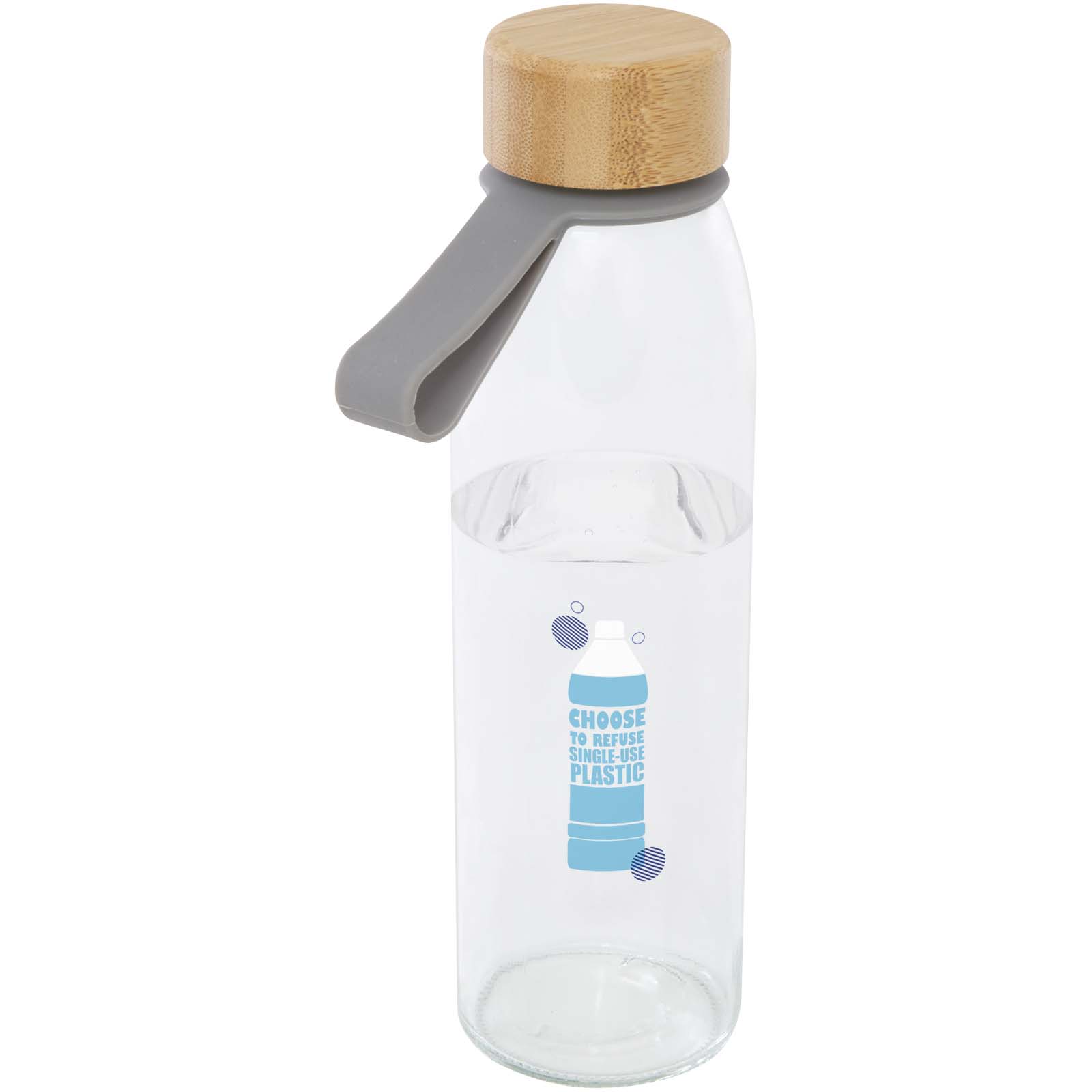 Botella de cristal de 500 ml con asa de silicona y tapa de bambú Porto