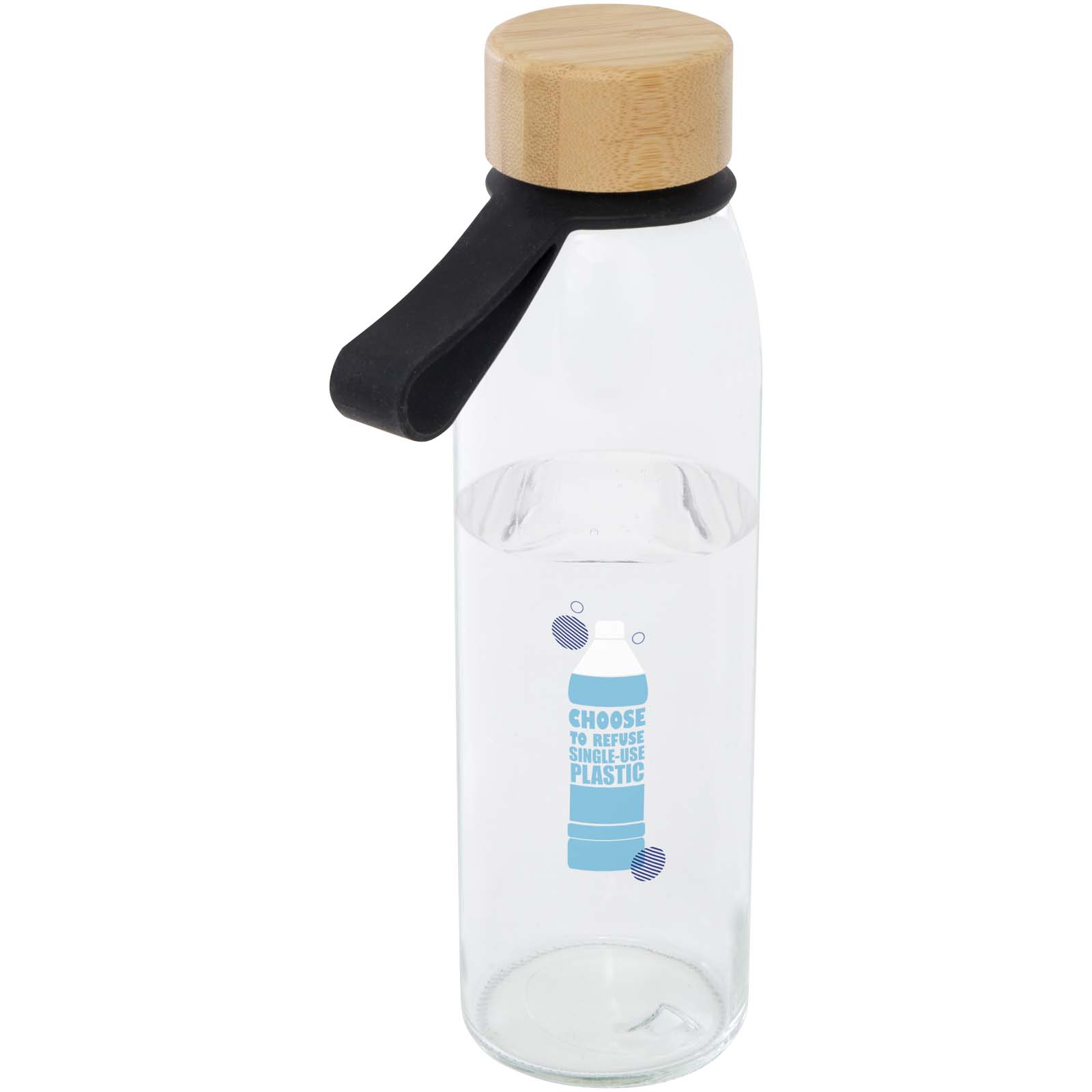 Botella de cristal de 500 ml con asa de silicona y tapa de bambú Porto
