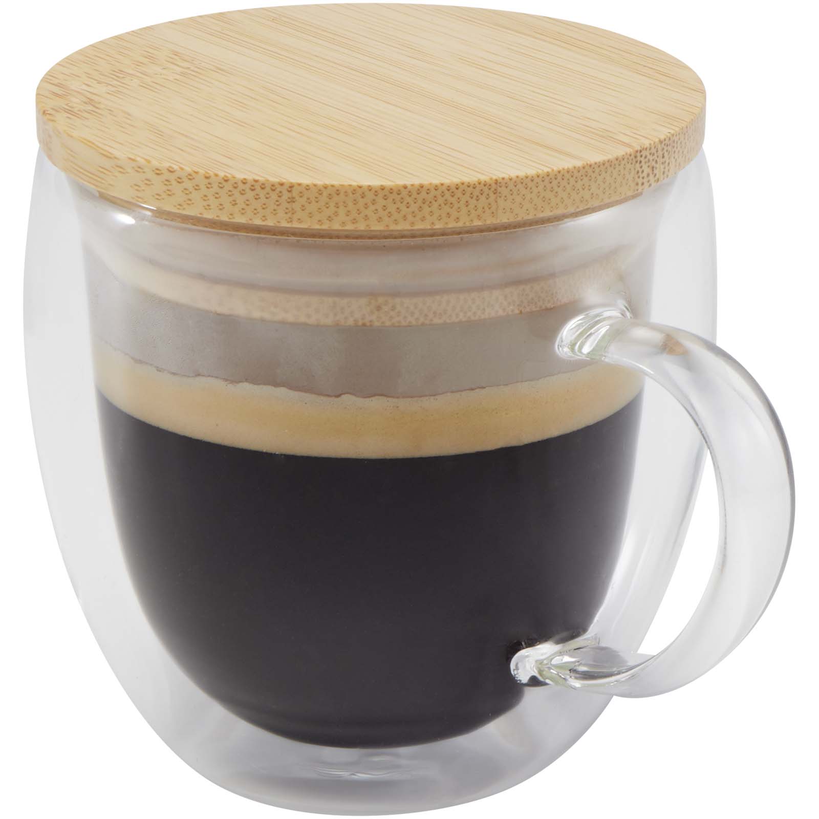Taza de vidrio de 250 ml con tapa de bambú Lenora