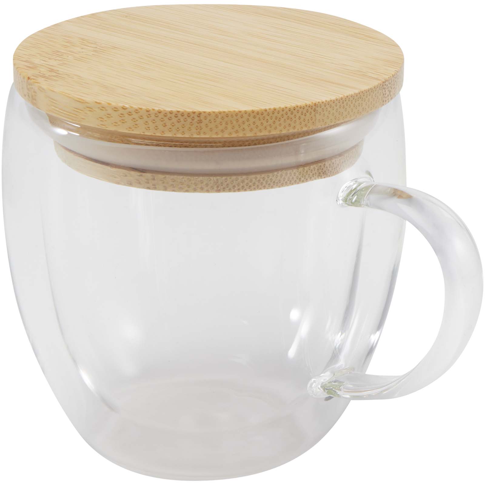 Taza de vidrio de 250 ml con tapa de bambú Lenora
