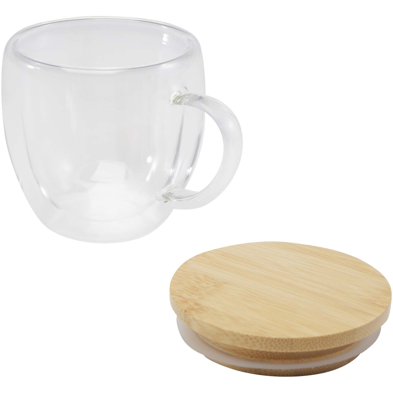 Taza de vidrio de 250 ml con tapa de bambú Lenora