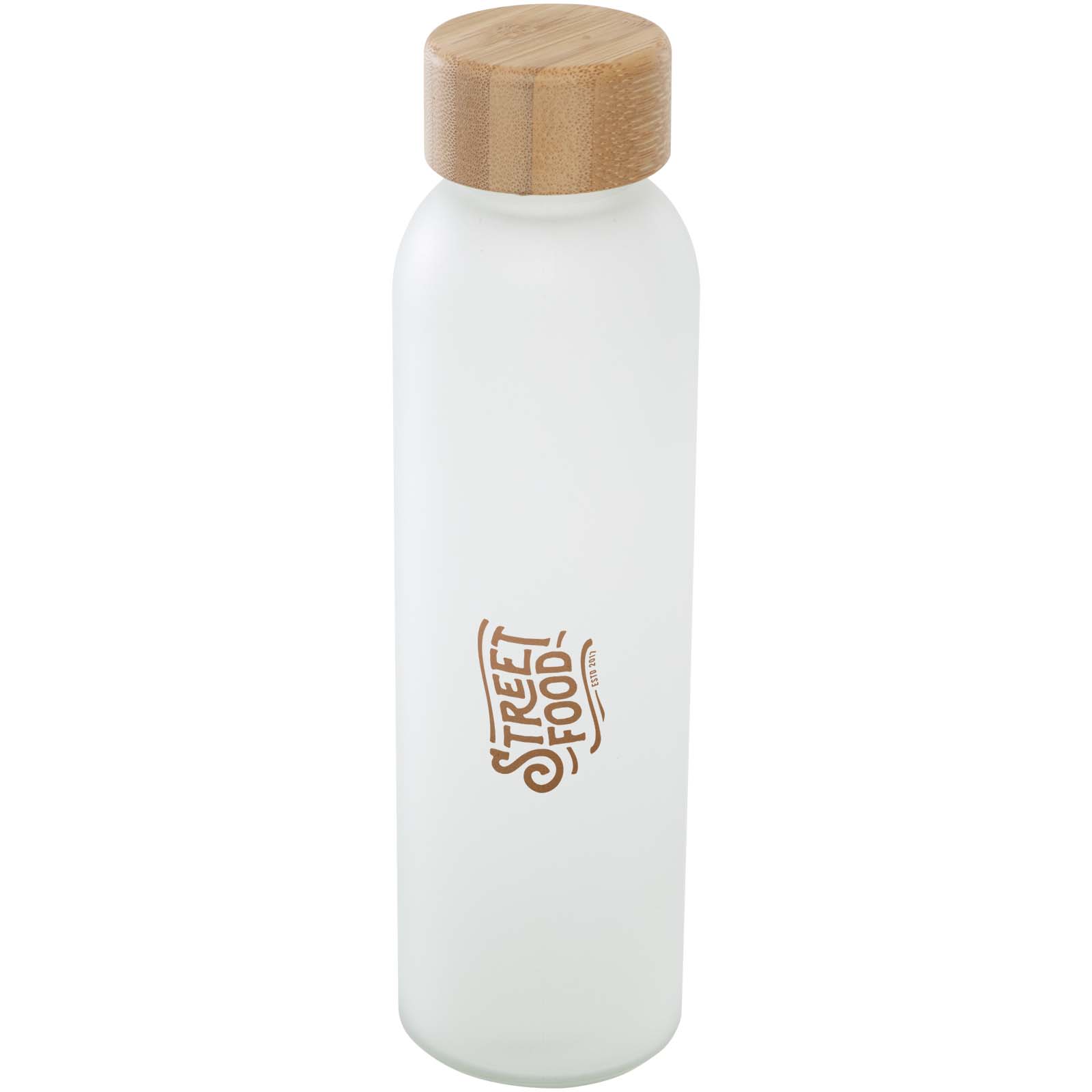 Botella de 500 ml de vidrio sodocálcico mate con tapa de bambú  Lume