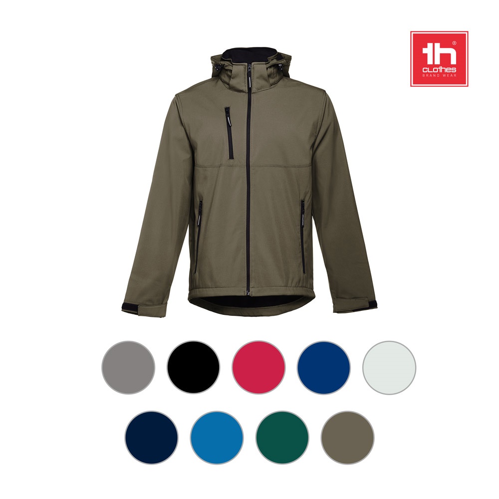 THC ZAGREB. Chaqueta softshell para hombre, con capucha removible