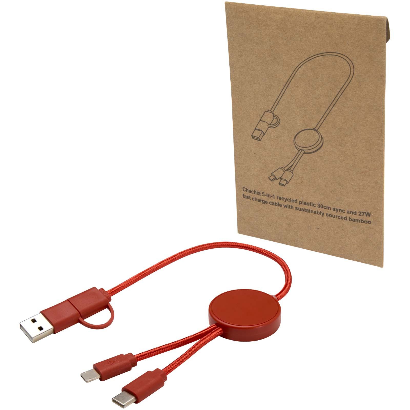 Cable 5 en 1 de plástico reciclado de 30 cm para sincronización de datos y carga rápida de 27 W Citala