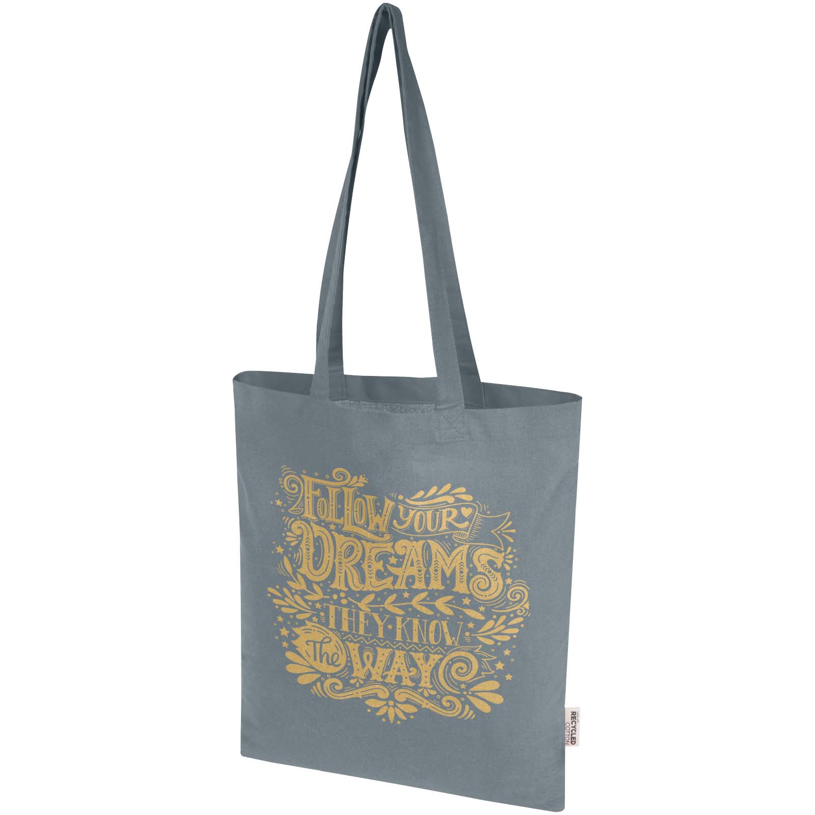 Bolsa Tote de 7 L de algodón reciclado de 140 g/m² con certificado GRS Madras Blend