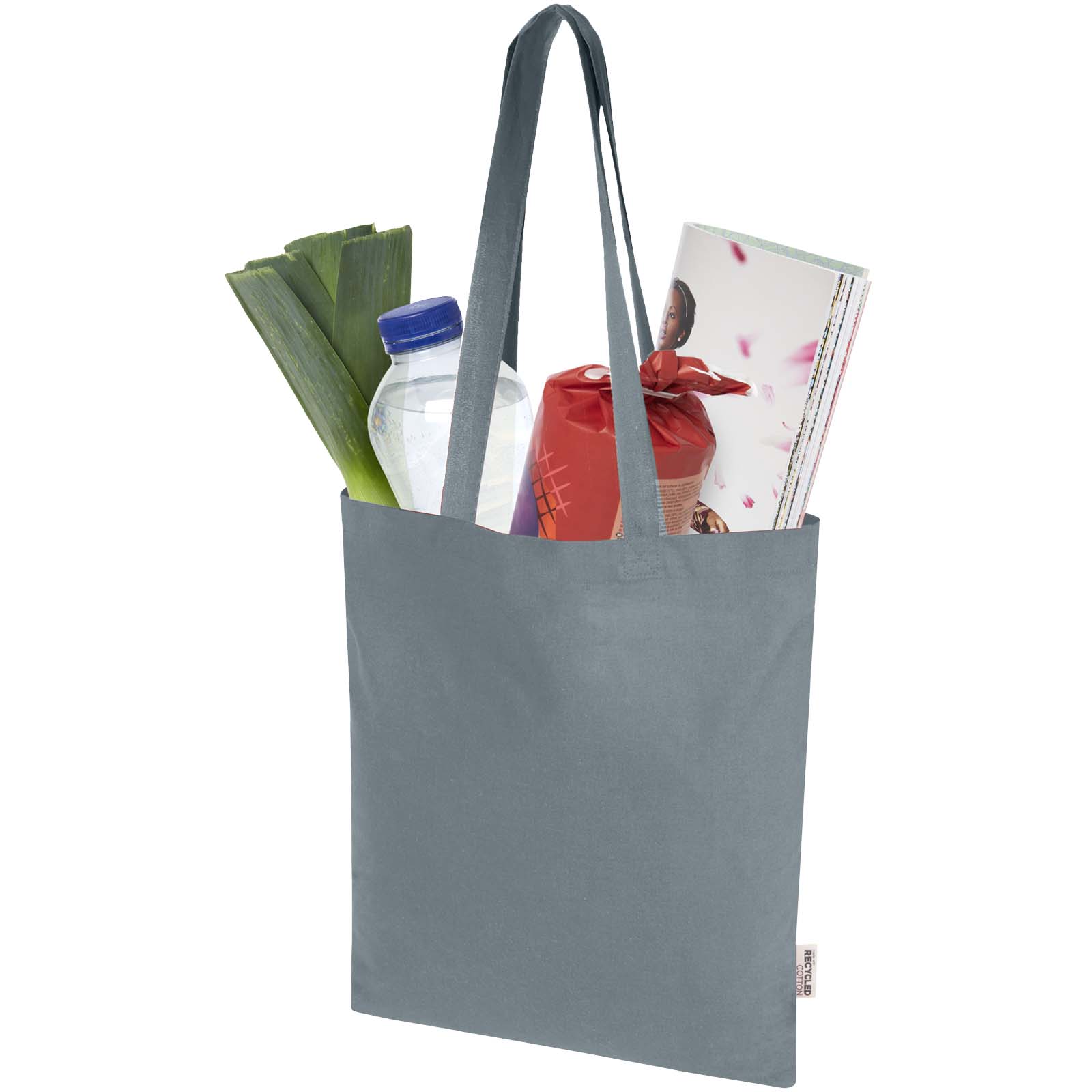 Bolsa Tote de 7 L de algodón reciclado de 140 g/m² con certificado GRS Madras Blend