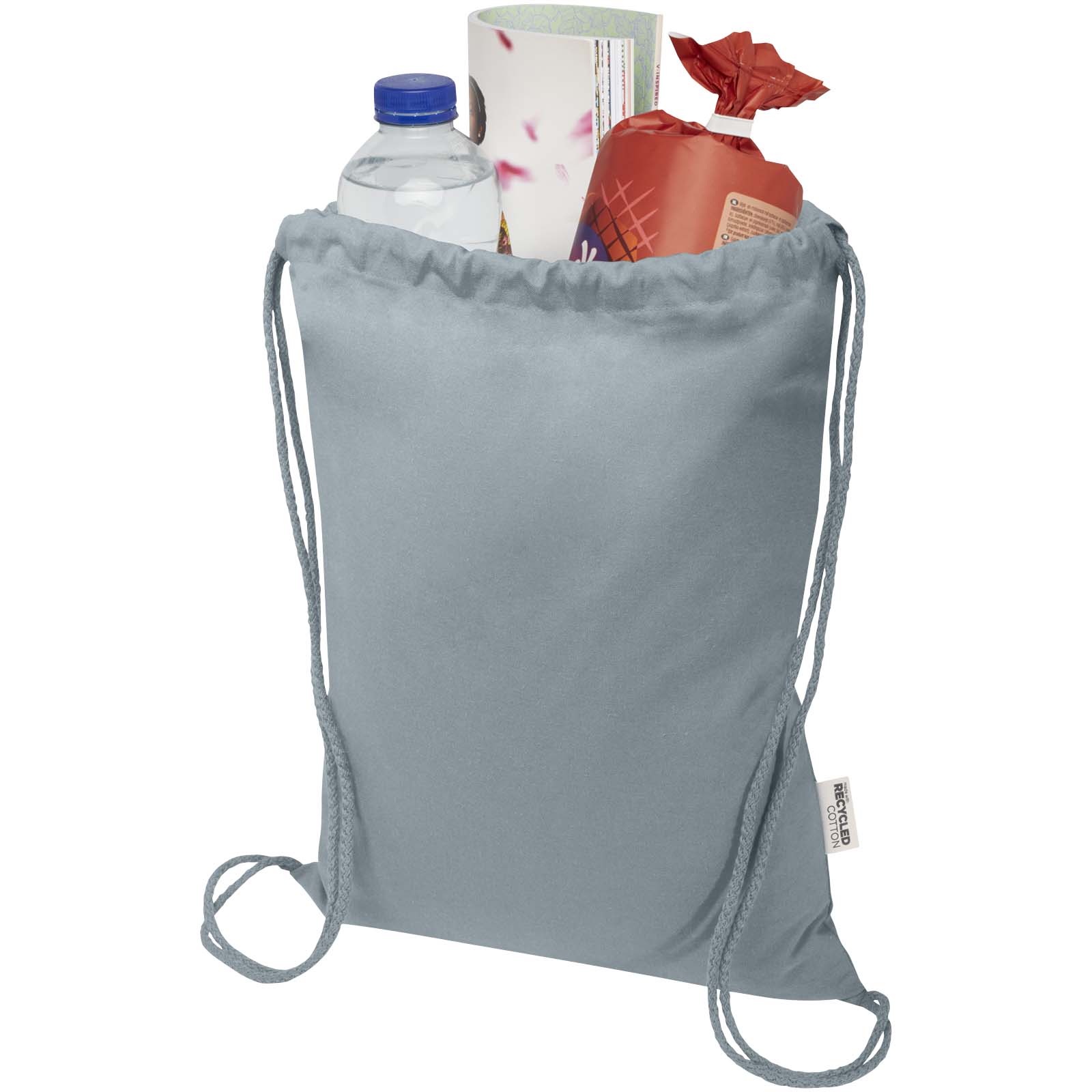 Bolsa de 5 L con cordón de algodón reciclado de 140 g/m² con certificado GRS Oregon Blend