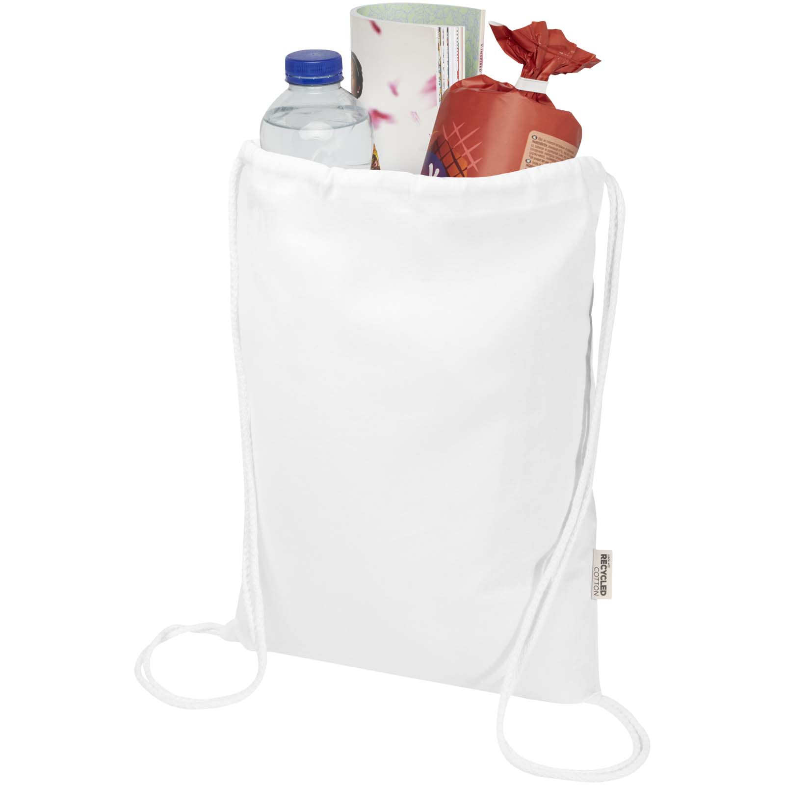 Bolsa de 5 L con cordón de algodón reciclado de 140 g/m² con certificado GRS Oregon Blend