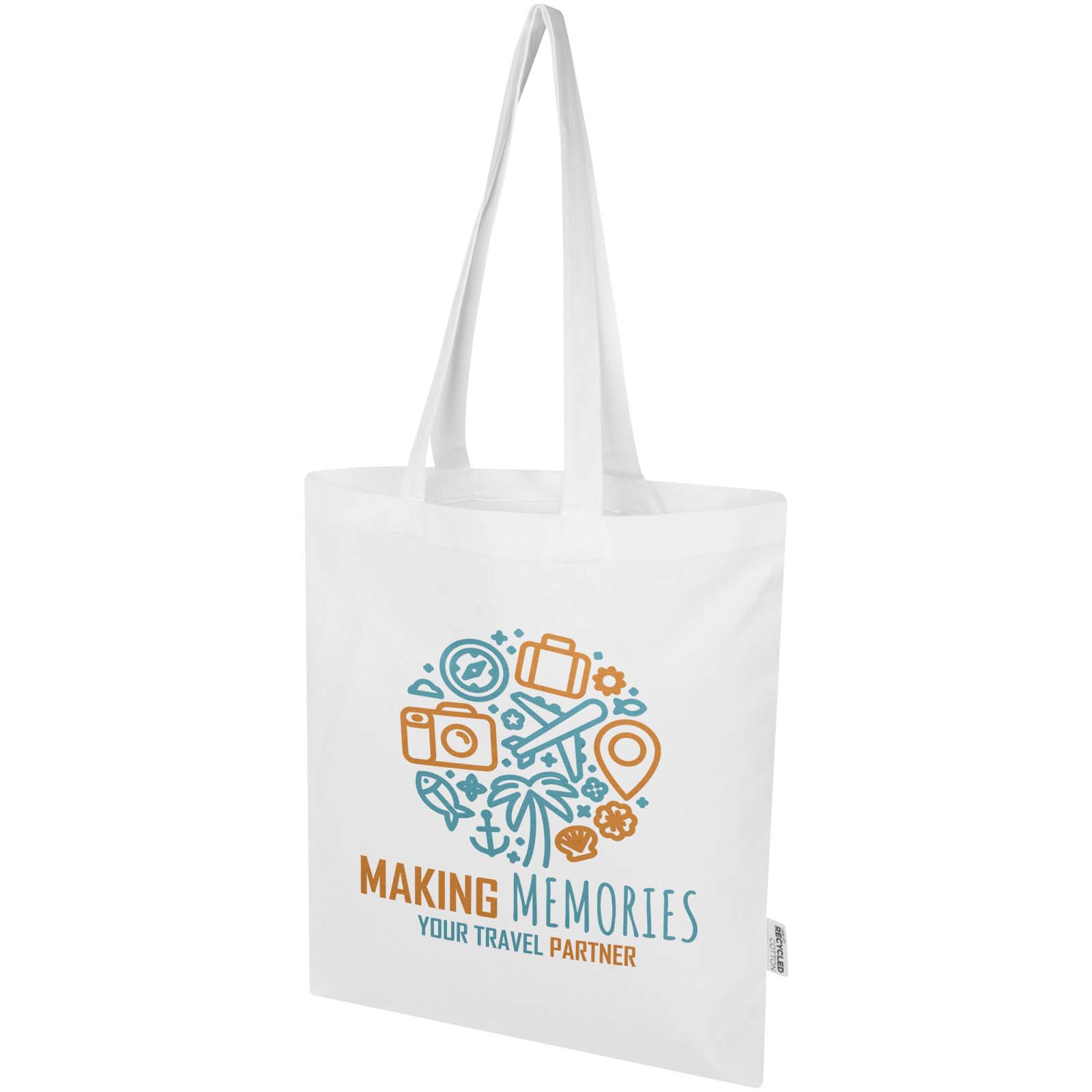 Bolsa Tote de 7 L de algodón reciclado de 140 g/m² con certificado GRS Madras Blend