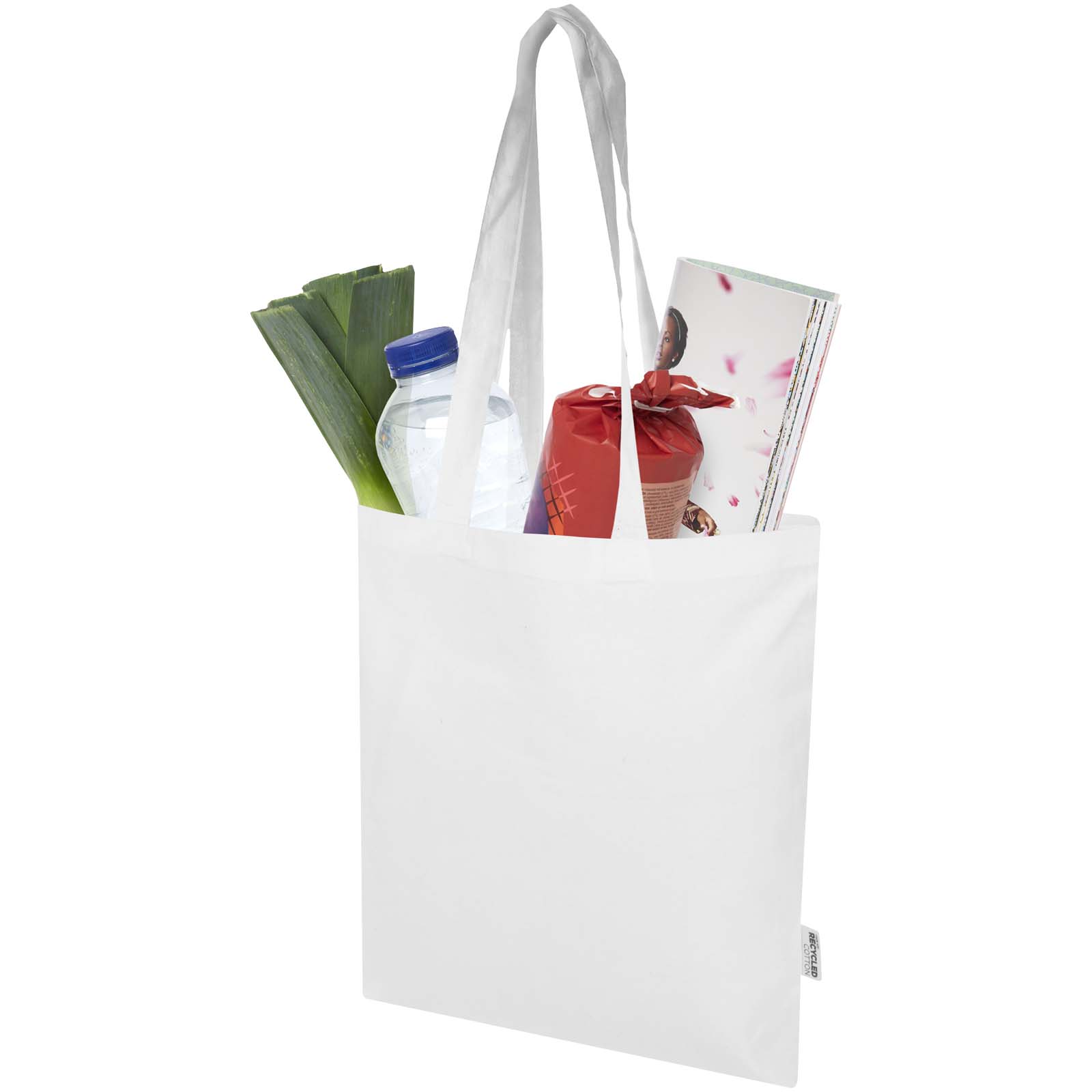 Bolsa Tote de 7 L de algodón reciclado de 140 g/m² con certificado GRS Madras Blend