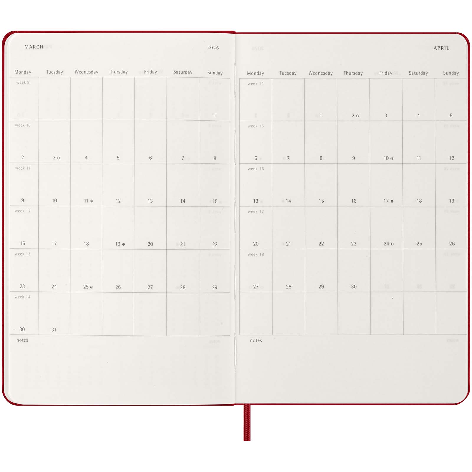 Planificador semanal L con tapa dura de 12 meses Moleskine