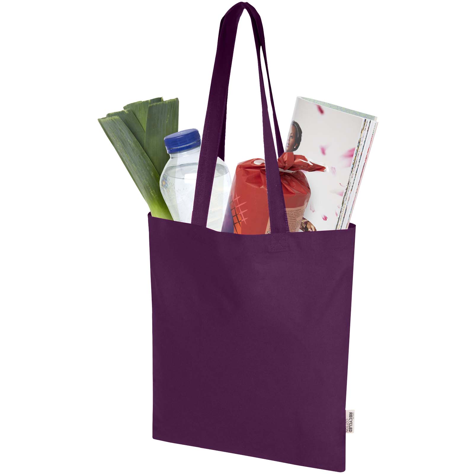 Bolsa Tote de 7 L de algodón reciclado de 140 g/m² con certificado GRS Madras Blend