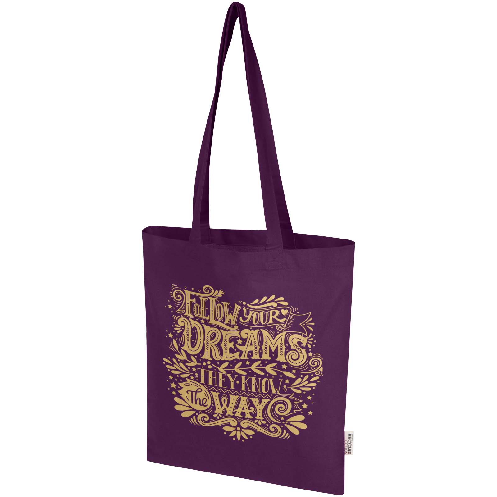 Bolsa Tote de 7 L de algodón reciclado de 140 g/m² con certificado GRS Madras Blend